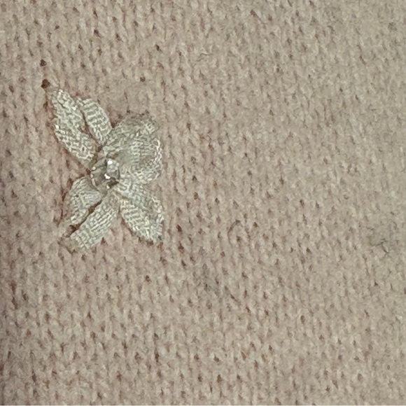 ABERCROMBIE Y2K Cotton Angora Rabbit Hair Silk Bows Beads Coquette Cardigan - Picture 9 of 12